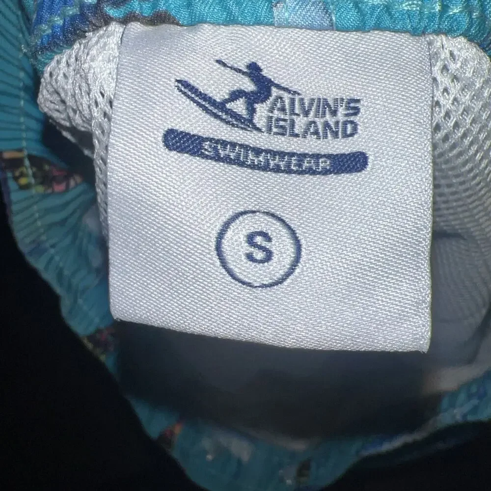 Alvin's Island Tropical Swim Surf Trunks Size Small Men’s Sharks Blue